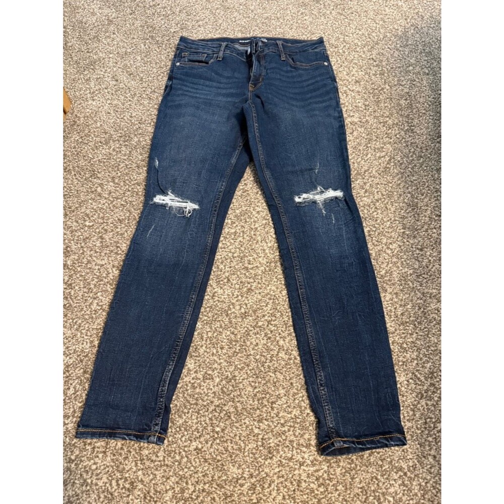Old Navy Rockstar Dark Wash Distressed Knee Skinny Jeans